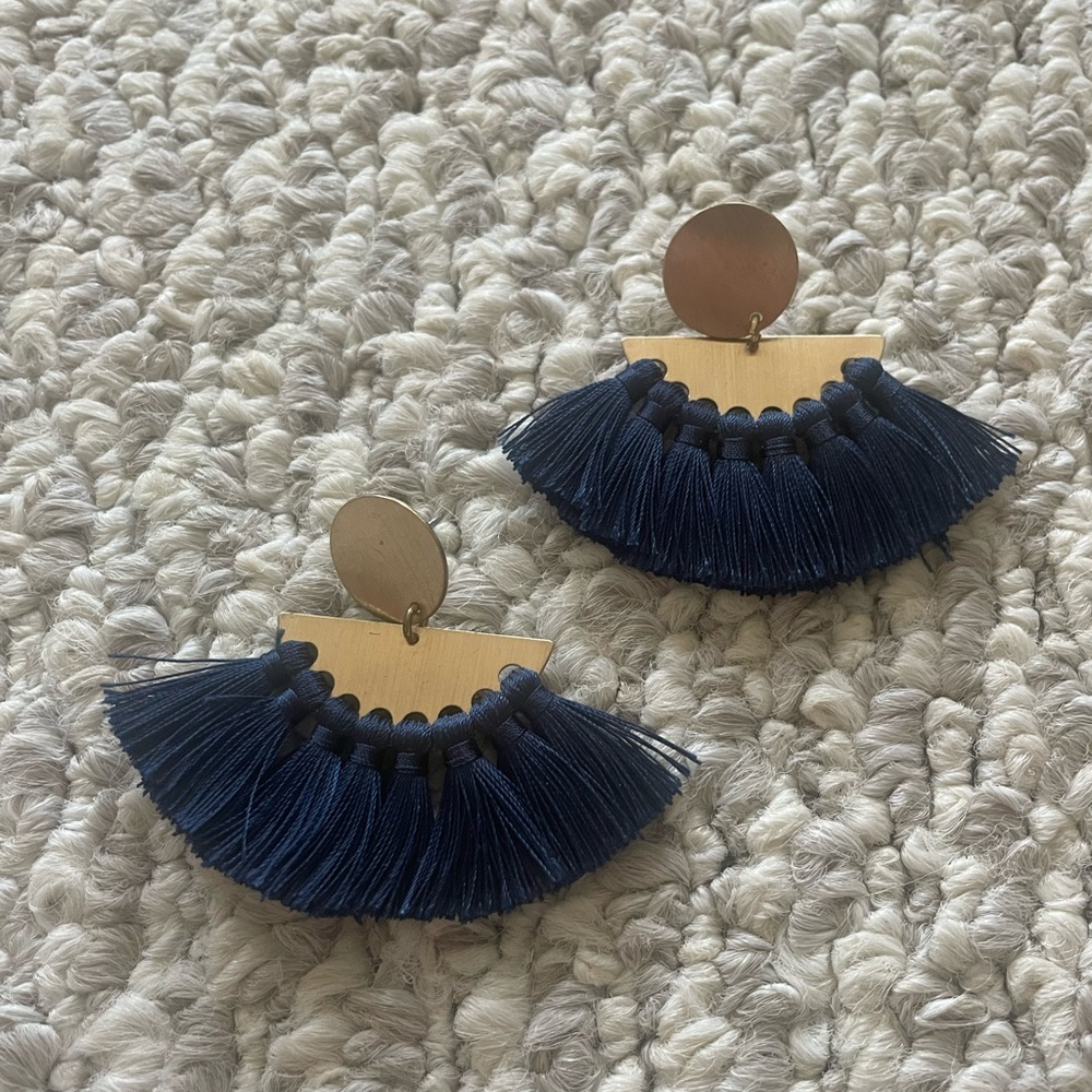 Gold and navy earrings